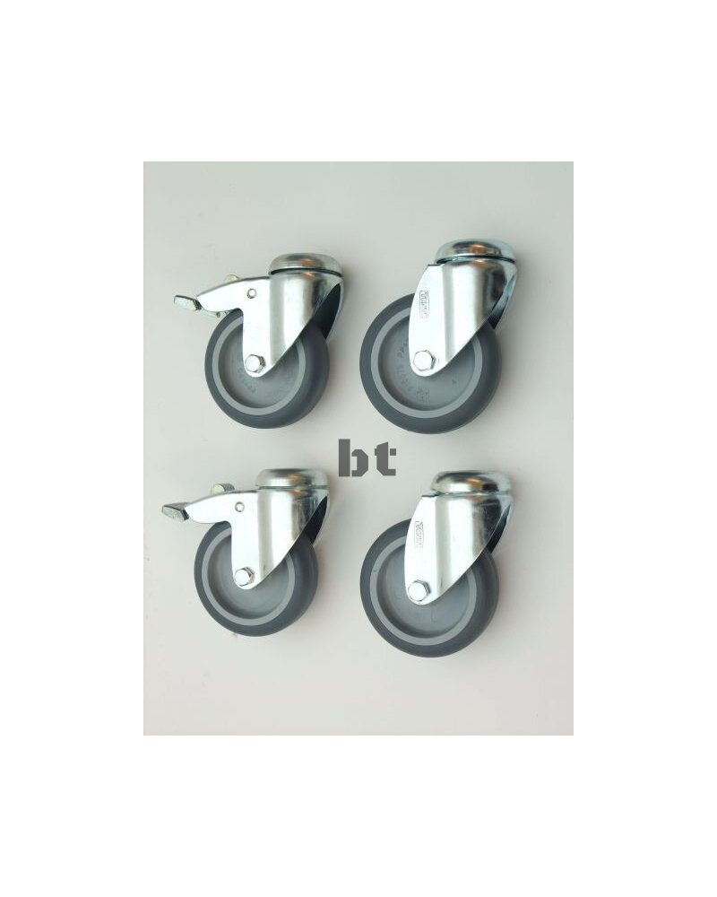Lenkrollen Komplettsatz Gummiräder 100 mm