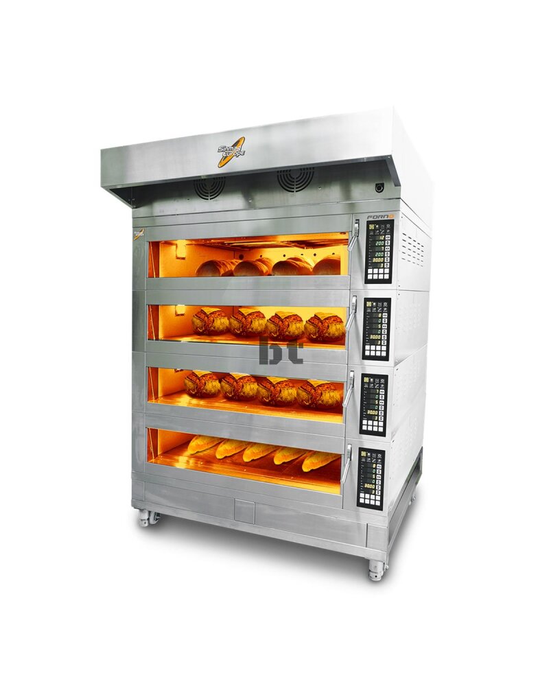 Etagenofen Forno Herdmaß 120x80 cm Satz von 4 Ofen-Module mit Untergestell